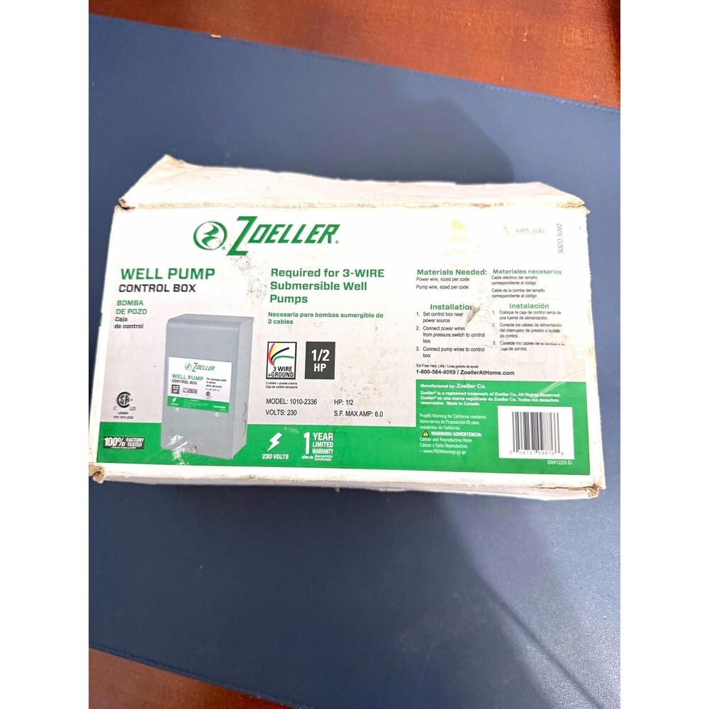 Zoeller Well Pump Control Box 1/2 HP 230V for 3-Wire Pump 1010-2336